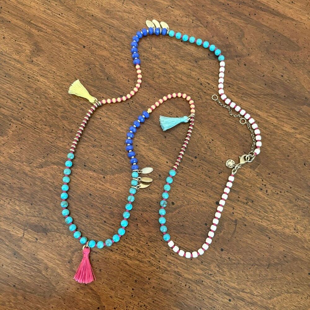 J.Crew | Multicolor Beaded Tassel Necklace | 30” Adjustable
